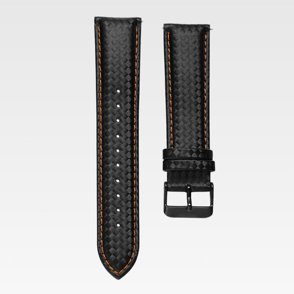 Carbon Fibre Leather Watch Strap – Orange
